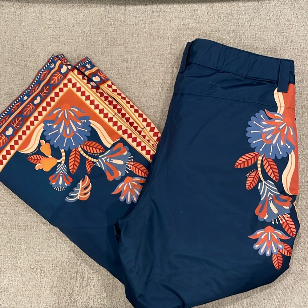 Farm Rio Ski Pants. Nature Beauty Blue. Size XL